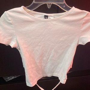 *Ships Today* White Crop Top with lace XXS